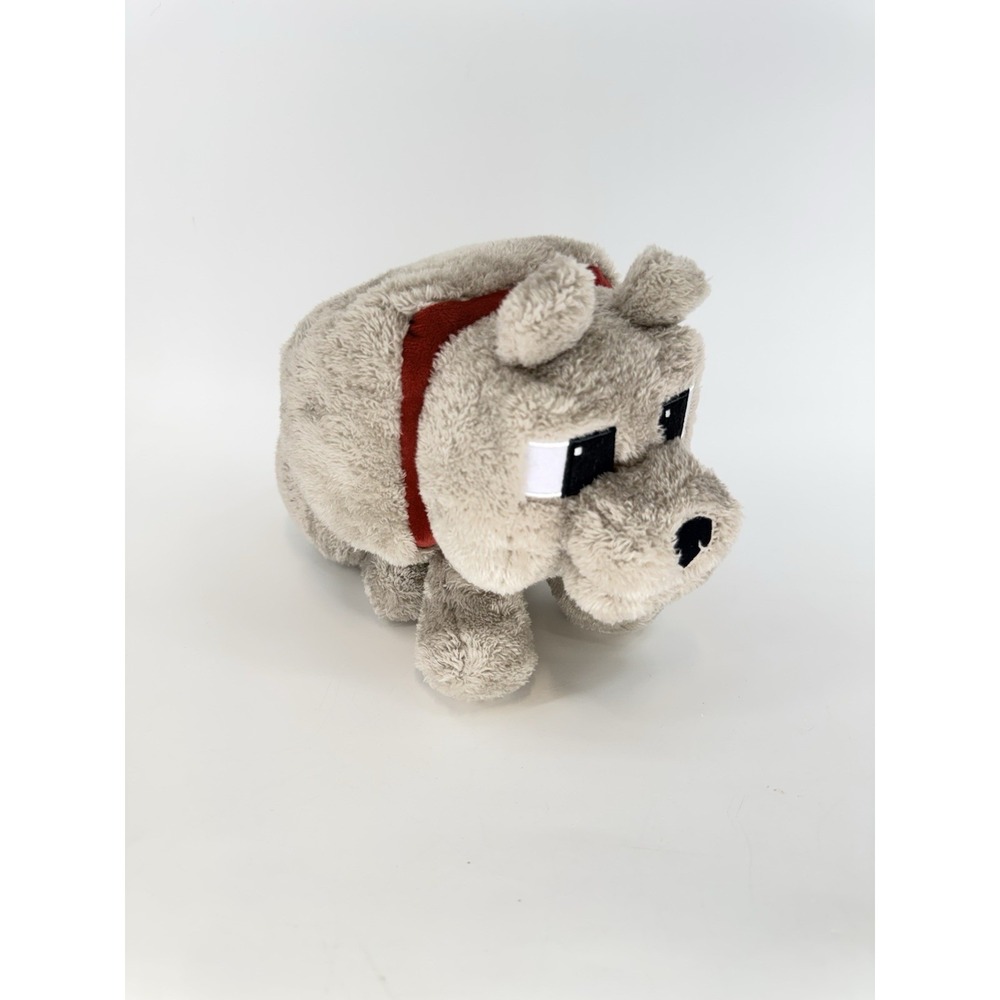 A Minecraft Movie Dennis Wolf Plush 12" Dog Fuzzy  Animal Grey Mojang Mattel